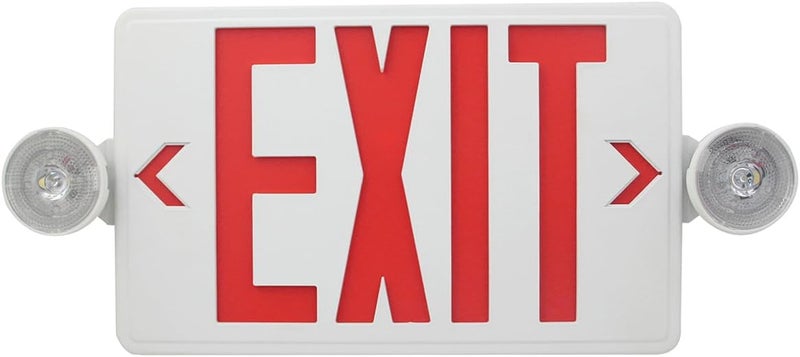 CM MZY LED Exit Sign with Emergency Lights,Exit Sign Light with Battery Backup, Red Letter Emergency Lights with Two Adjustable Heads,AC 120V/277V, UL Certified,1 Pack - Image 1